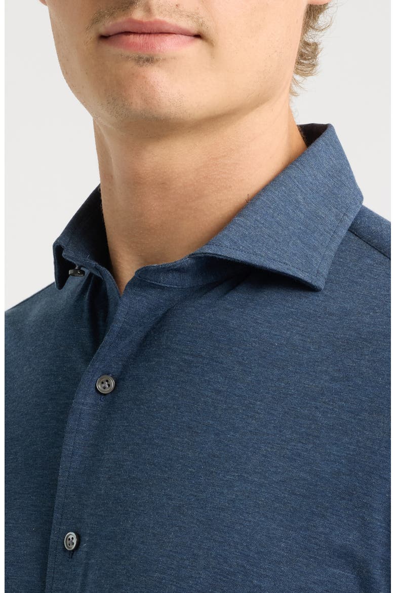 Excursionist Flex Tailored Fit Heathered Wrinkle Resistant Button-Up Shirt, Alternate, color, NAVY