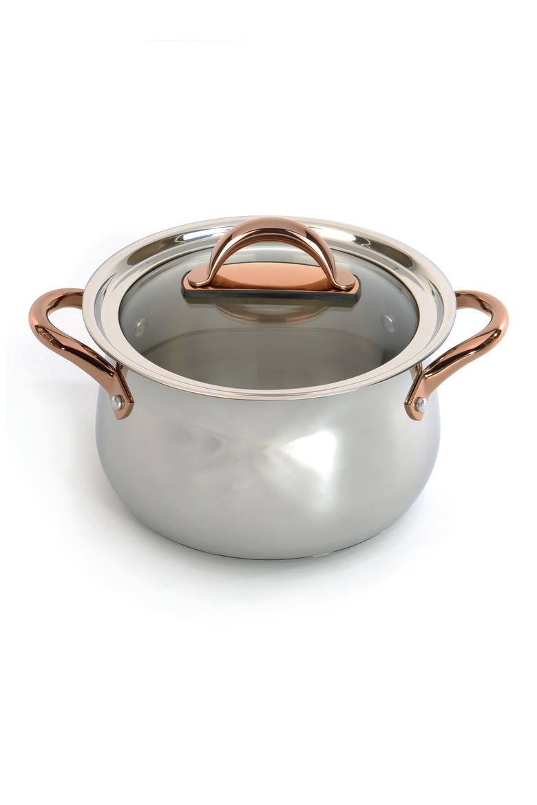 INTERNATIONAL Ouro Gold 18/10 Stainless Steel 8" Dutch Oven, Main, color, SILVER