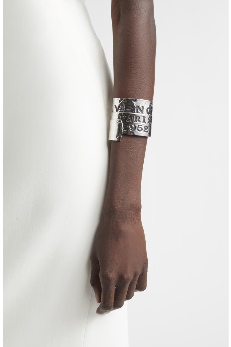 Tape Logo Cuff Bracelet, Alternate, color, ANTIQUE SILVER