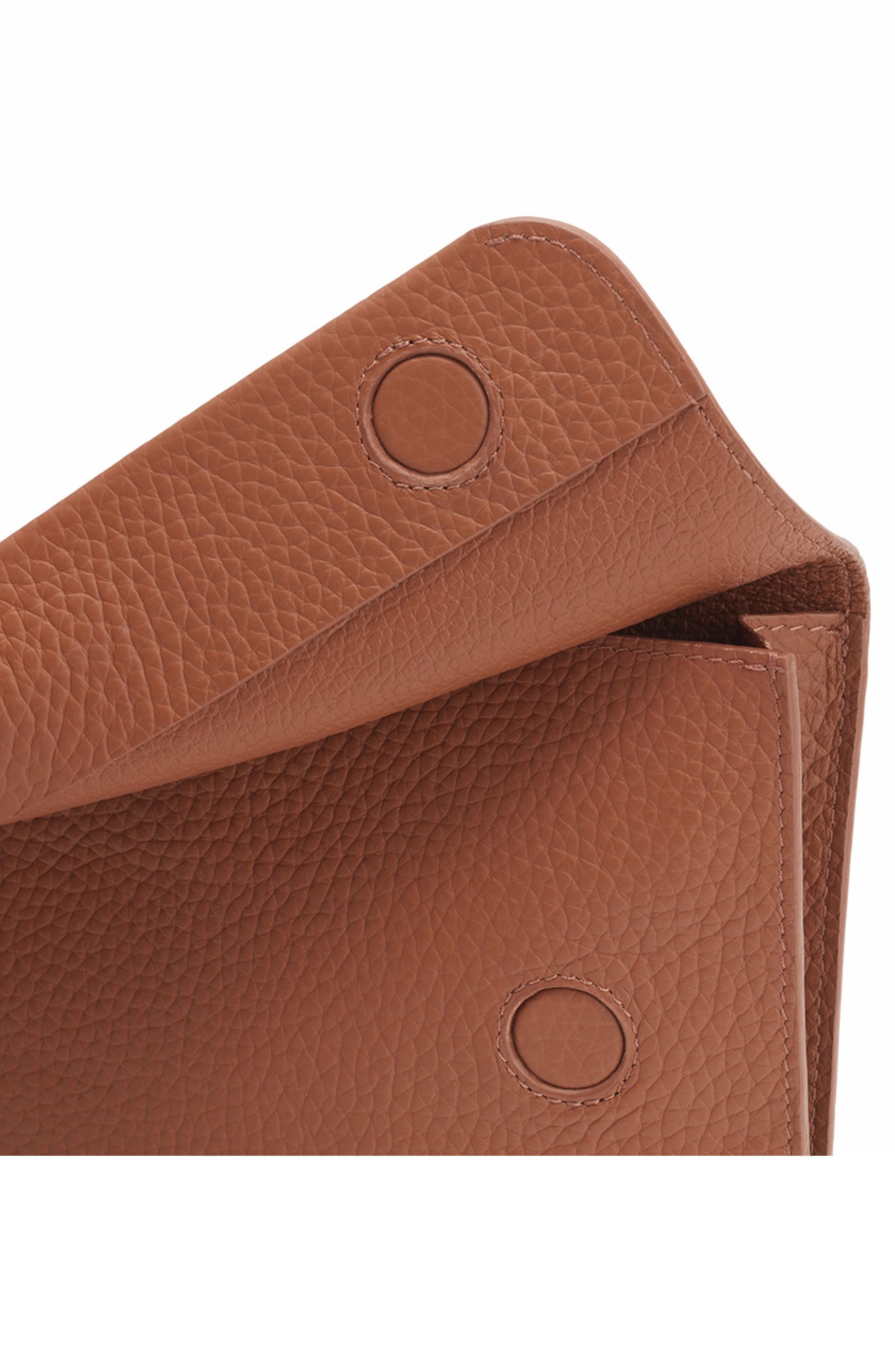 System Leather Clutch, Alternate, color, CARAMEL