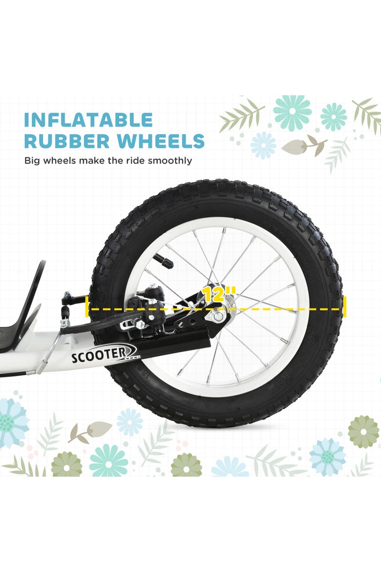 Youth Scooter with Dual Brakes, Inflatable Front Wheel, Alternate, color, White