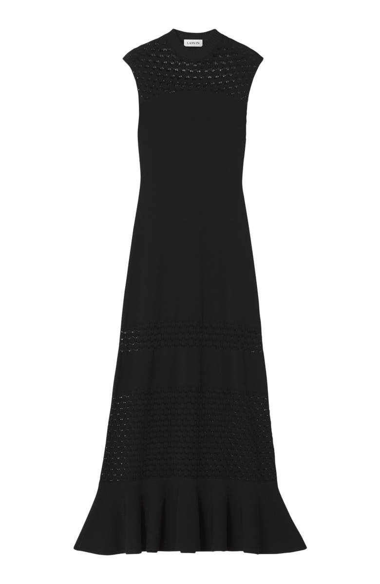 Lanvin Lace Detail Dress In Viscose, Alternate, color, Black