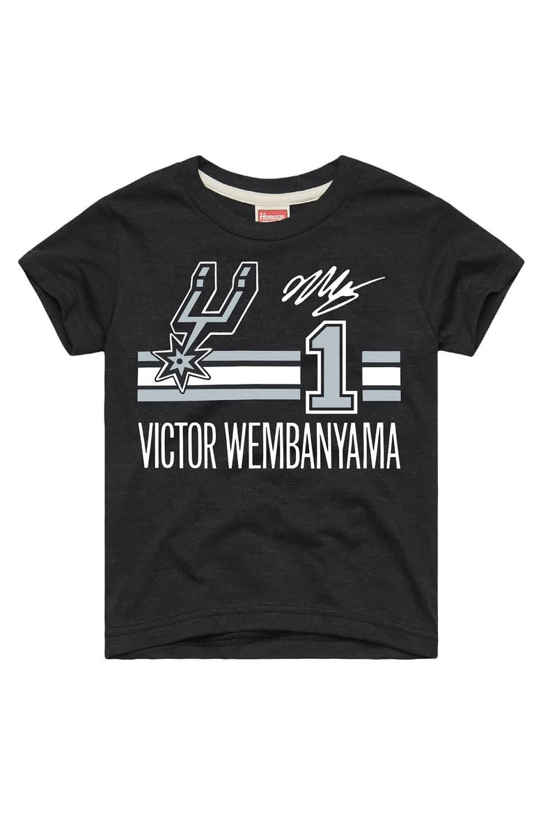 Youth Homage Victor Wembanyama Charcoal San Antonio Spurs Remix Signature Name & Number Tri-Blend T-Shirt, Main, color, Charcoal