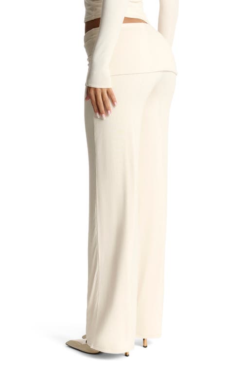Naked Wardrobe Foldover Flare Pants In Cream