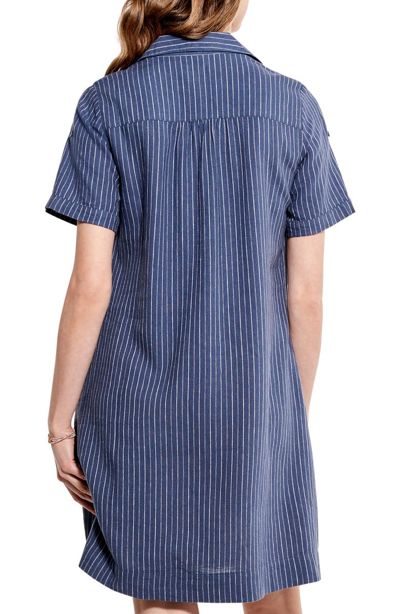 NIC+ZOE Central Park Stripe Linen Blend Shift Dress, Alternate, color,