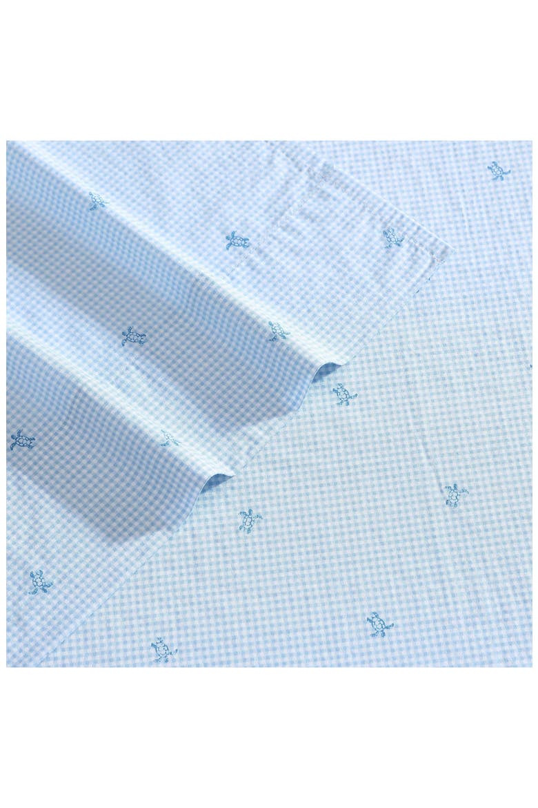 Turtle Gingham 3-Piece Cotton Sheet Set, Alternate, color, PASTEL BLUE
