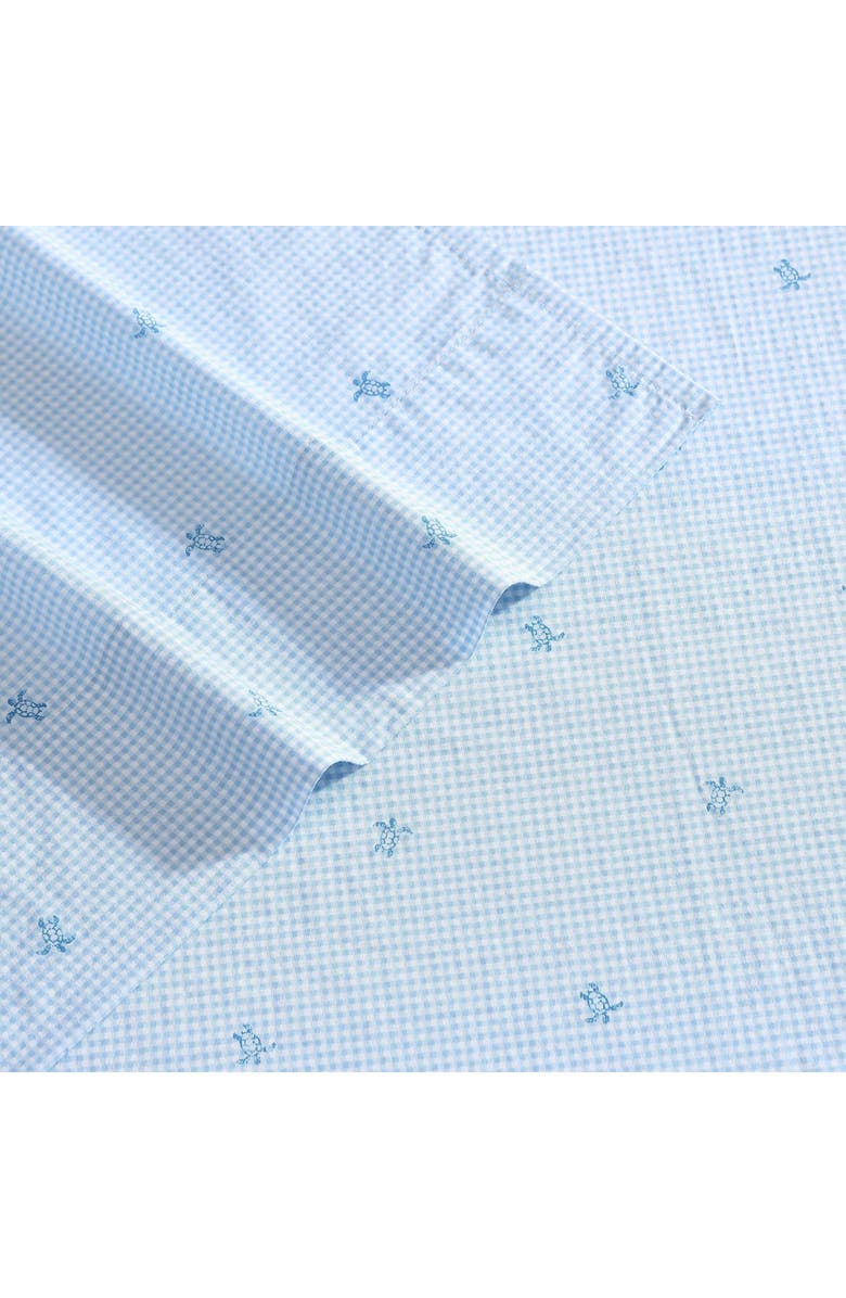 Laura Ashley Turtle Gingham 3-Piece Cotton Sheet Set, Alternate, color, Pastel Blue