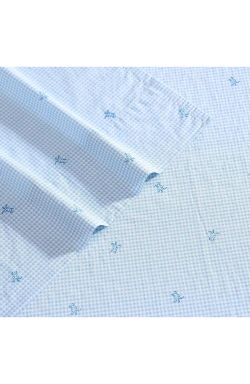 Laura Ashley Turtle Gingham 3-piece Cotton Sheet Set In Pastel Blue