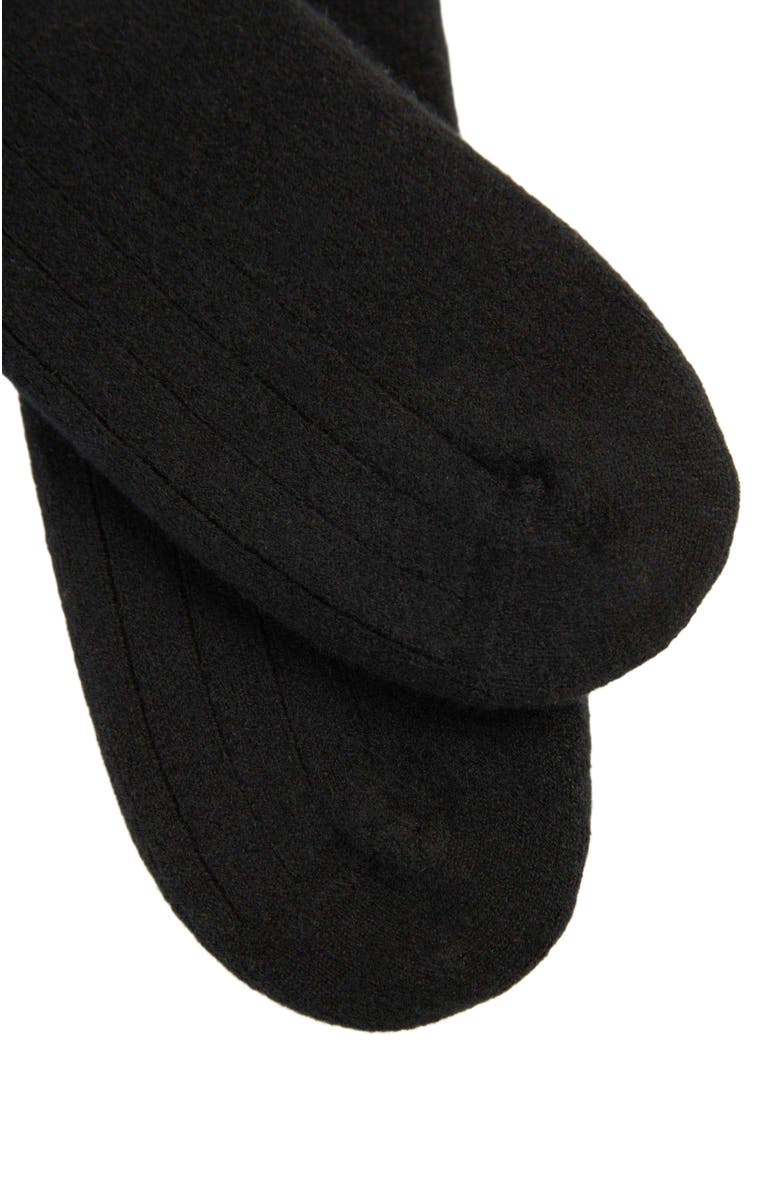 Gobi Cashmere Trim Knit Bed Socks, Alternate, color, Black
