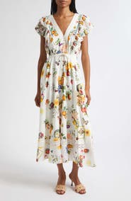 Camilla Magic of the Mercado Print Flutter Sleeve Cotton & Silk Dress