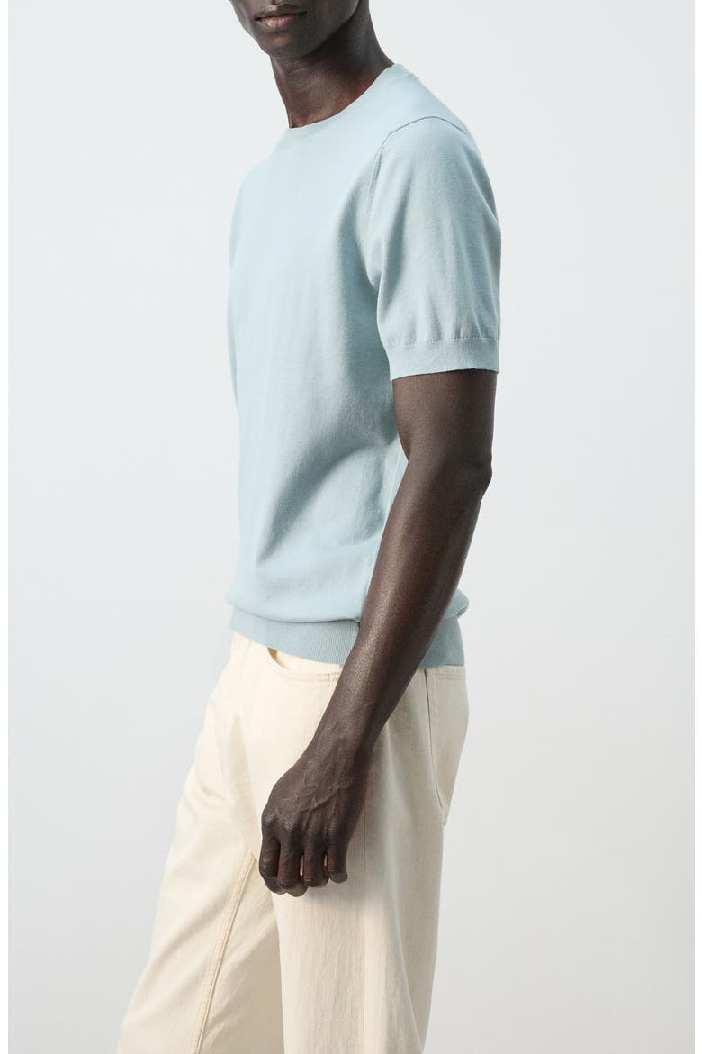 Fine Knit Cotton T-Shirt, Alternate, color, AQUA GREEN