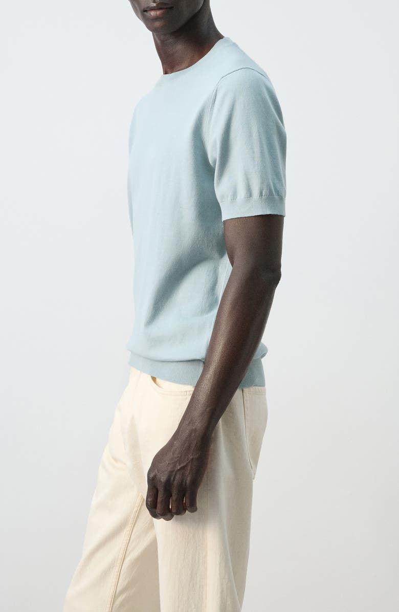 MANGO Fine Knit Cotton T-Shirt, Alternate, color, Aqua Green