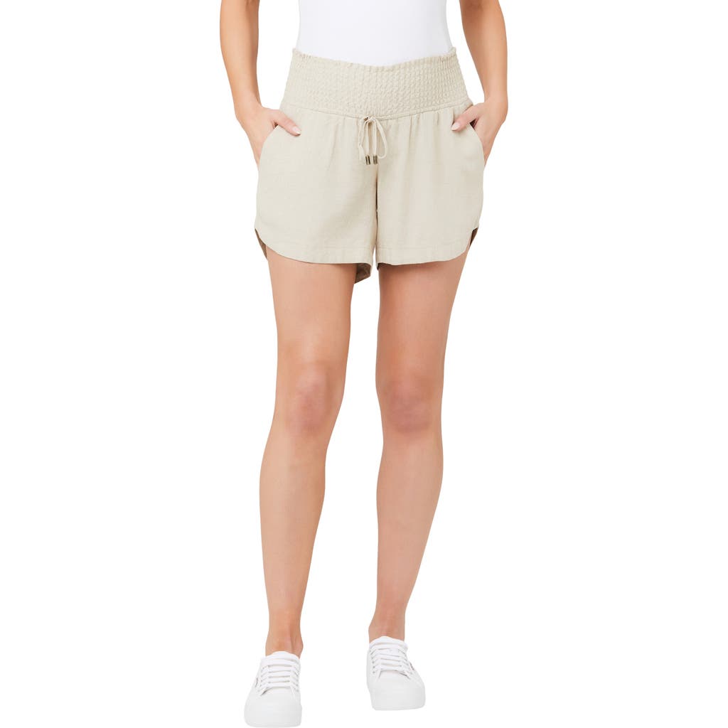 Ripe Maternity Indi Shirred Linen Short In Gray