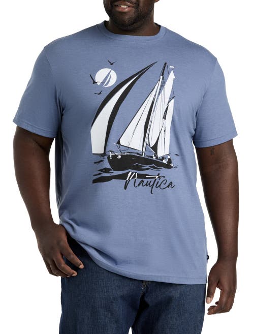 Nautica Sailboat Graphic Tee in Deep Anchor Heather 