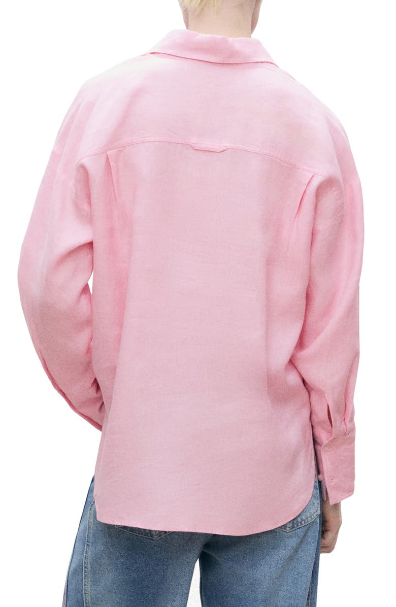 MANGO Oversize Linen Button-Up Shirt, Alternate, color, 
