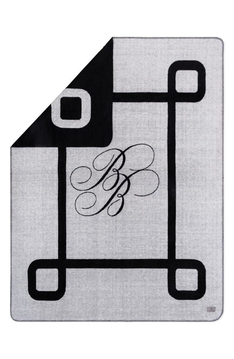 Brooks Brothers BB Monogram Throw Blanket, Main, color, Black