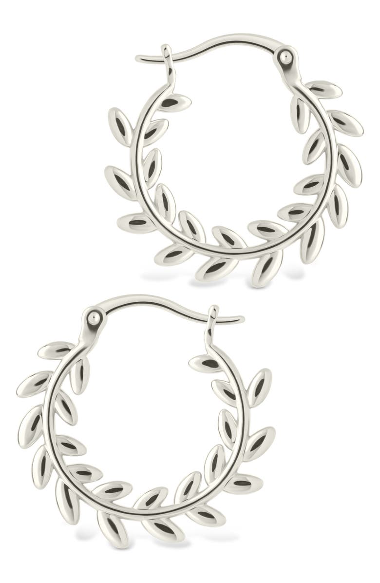 Sterling Forever Effie Vine Hoop Earrings, Alternate, color, Silver