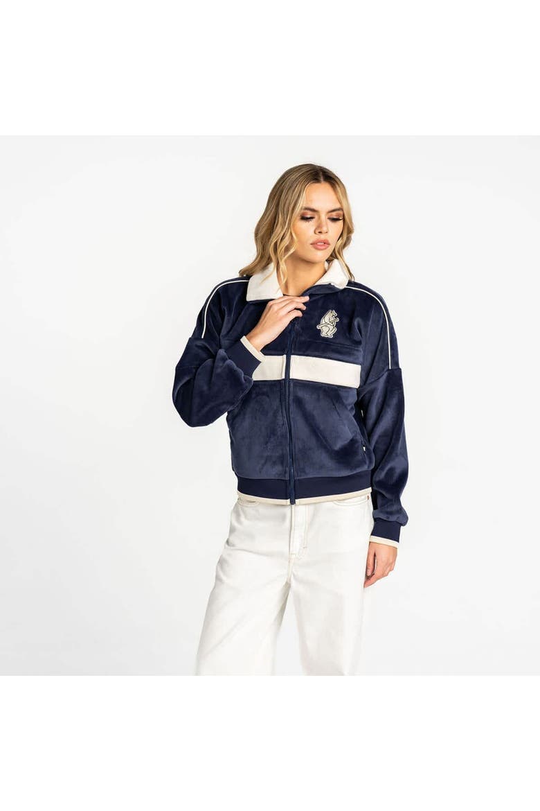 Women's The Wild Collective  Navy Chicago Cubs Velvet Corduroy Full-Zip Jacket, Alternate, color, Navy