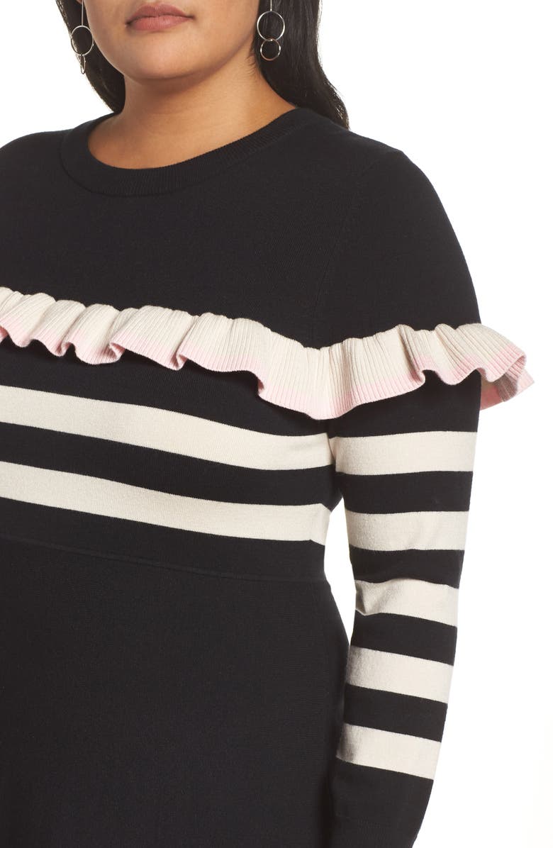 1901 Ruffle Front Sweater Dress, Alternate, color,