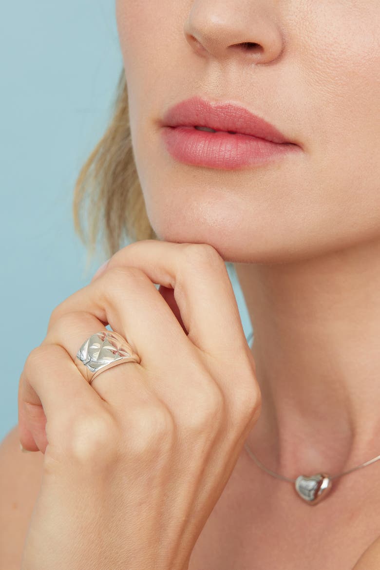 Sterling Silver Bold Quilted Ring, Alternate, color, Silver