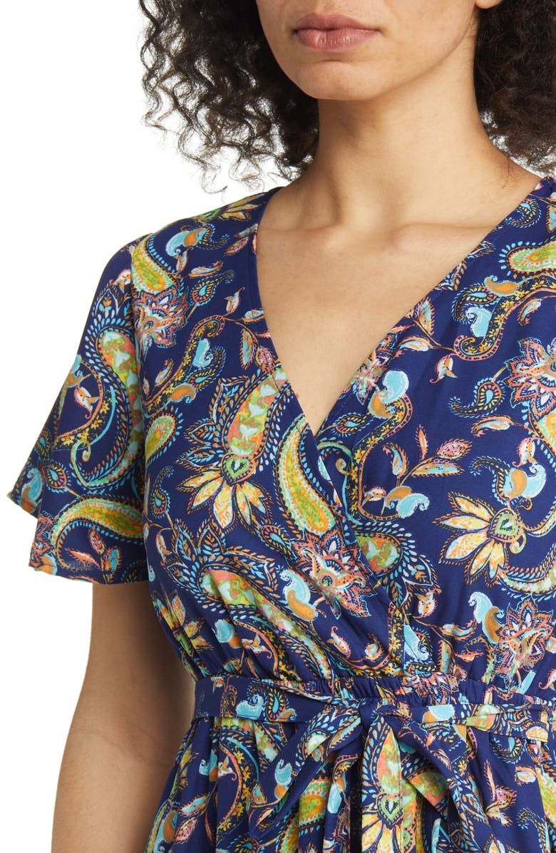 Harlow & Rose Paisley Tie Waist A-Line Dress, Alternate, color,