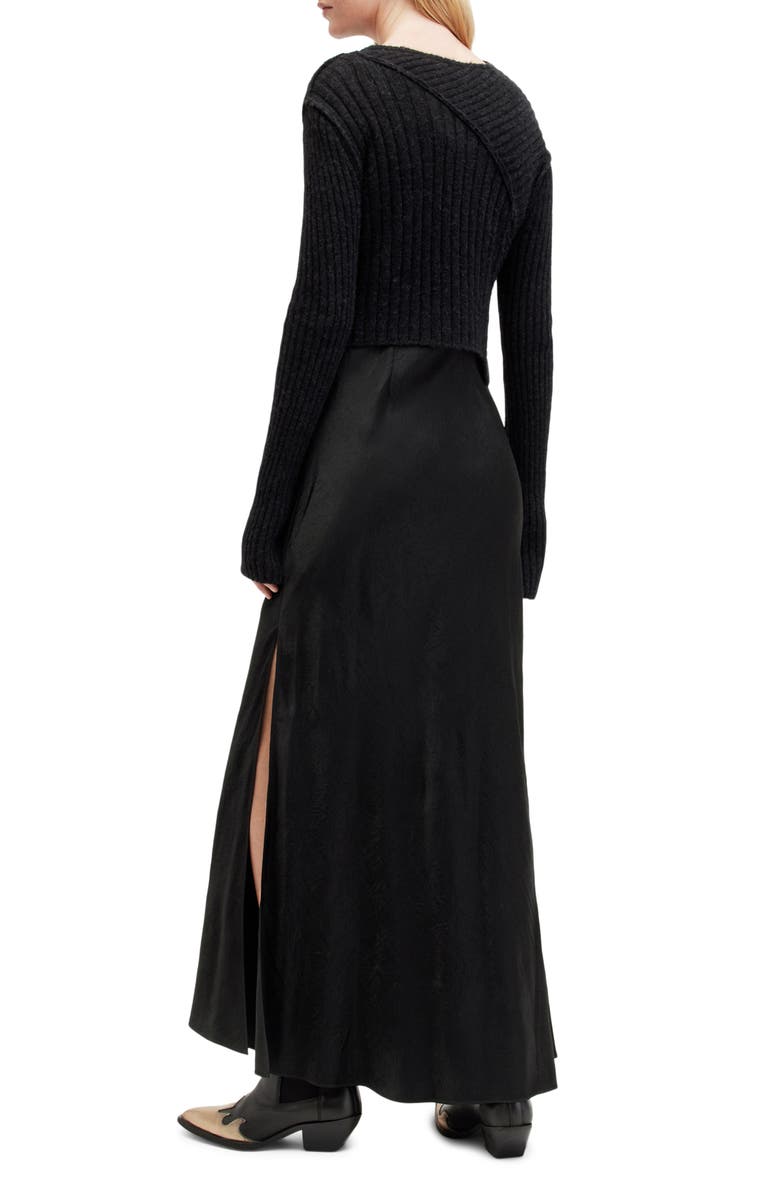 AllSaints Amos Two-Piece Sweater & Satin Dress, Alternate, color, 