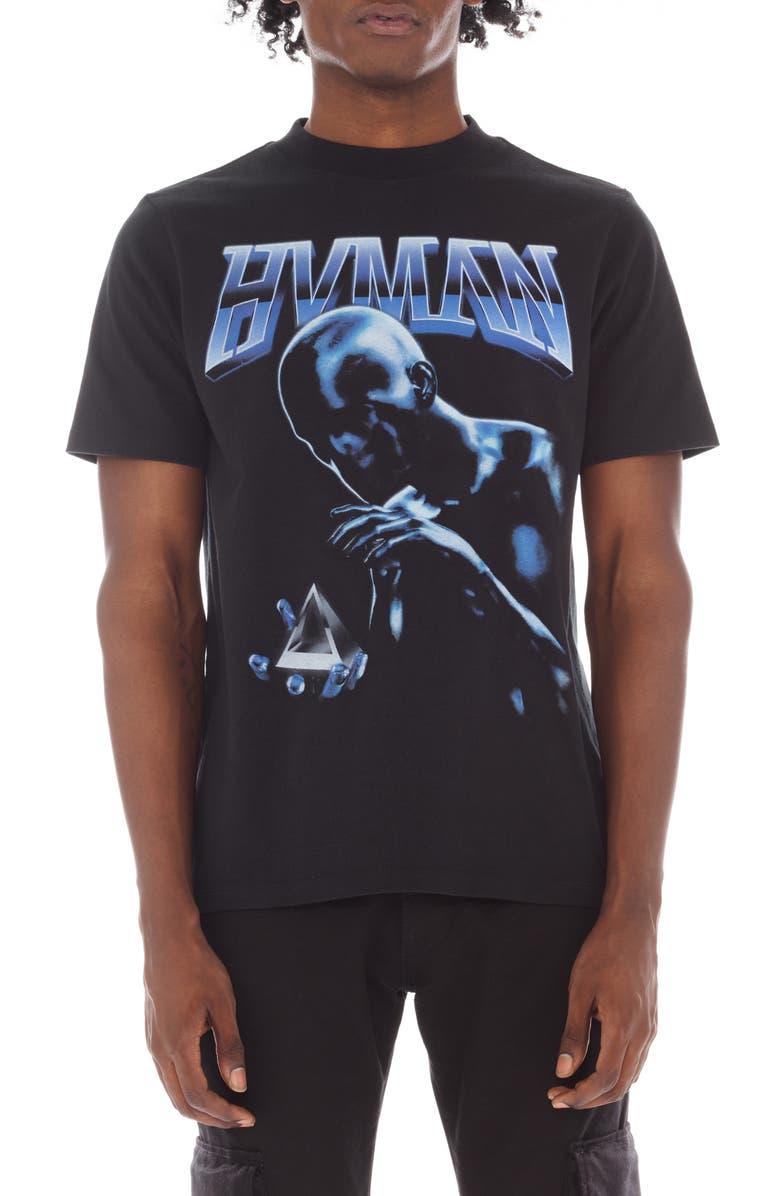 HVMAN Novelty Graphic Print Cotton T-Shirt, Main, color, Black