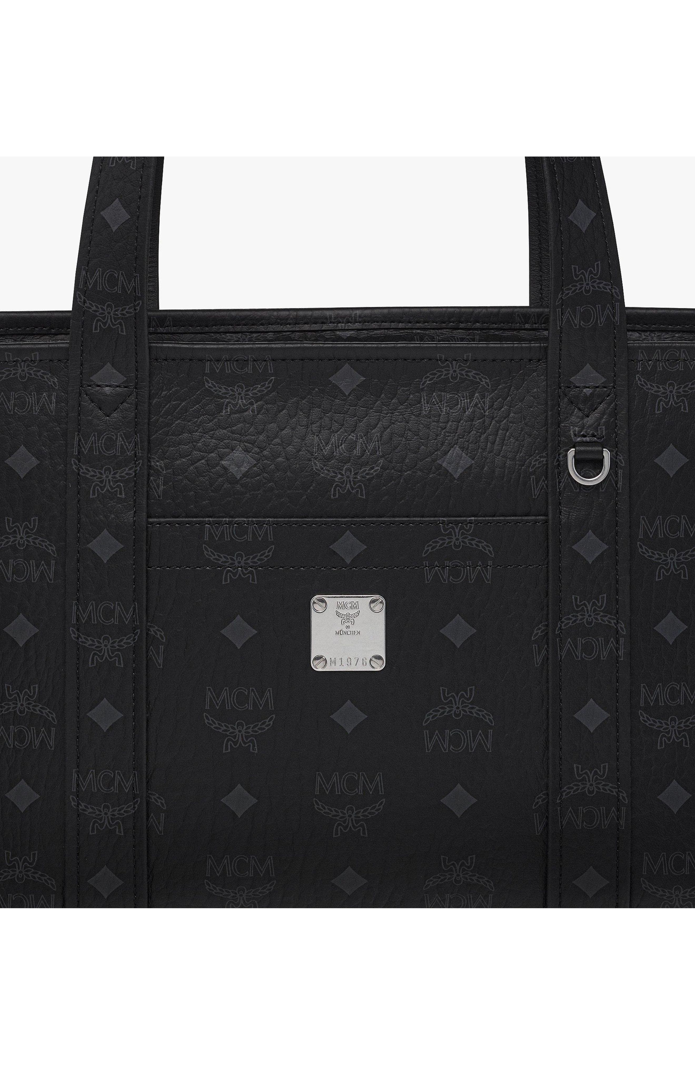 MCM Aren School Bag Tote in Visetos, Alternate, color, Black