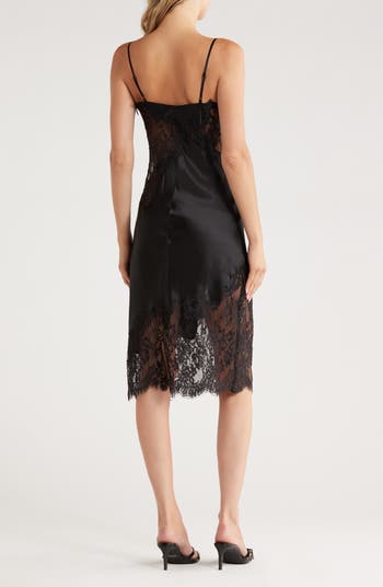 Diya Lace Trim Silk Slipdress