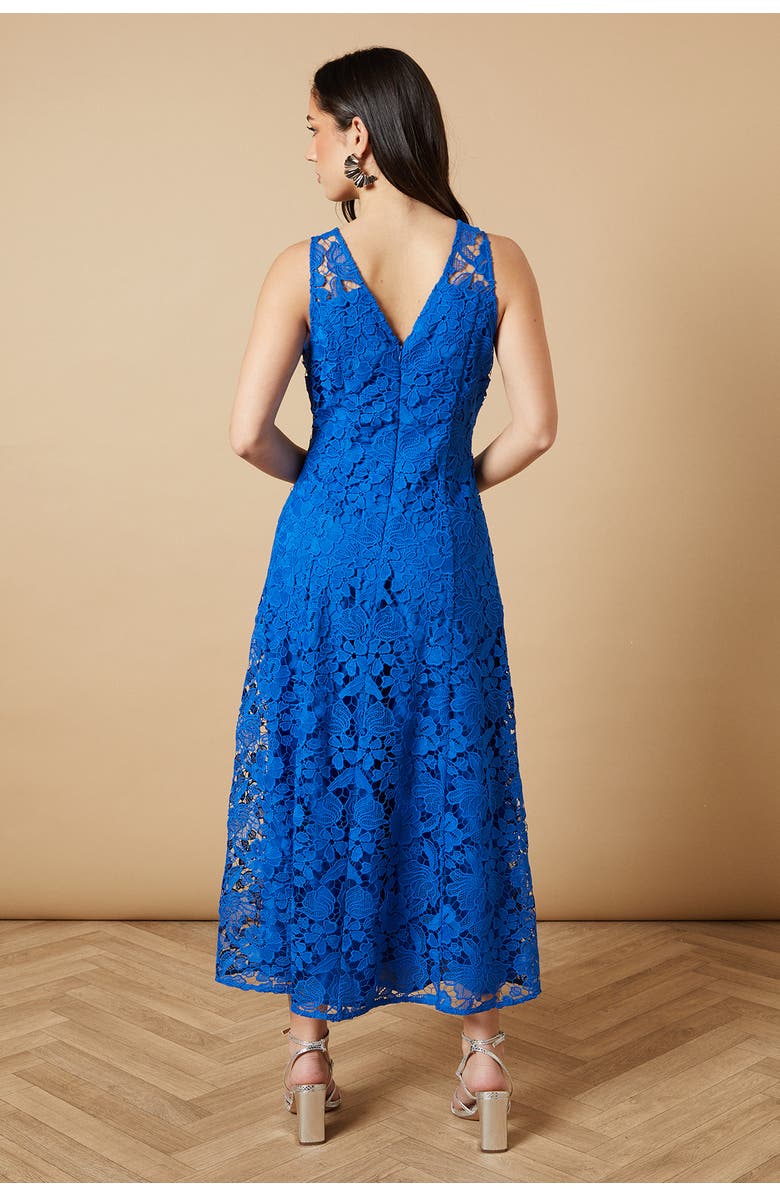 Oasis Floral Lace V-Neck Midi Dress, Alternate, color, Cobalt
