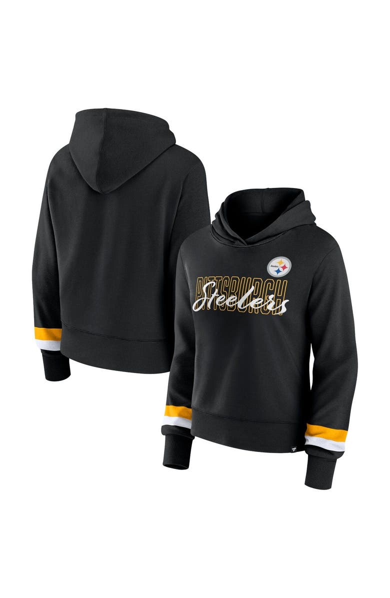 FANATICS Women's Fanatics Branded  Black Pittsburgh Steelers Over Under Pullover Hoodie, Main, color, 