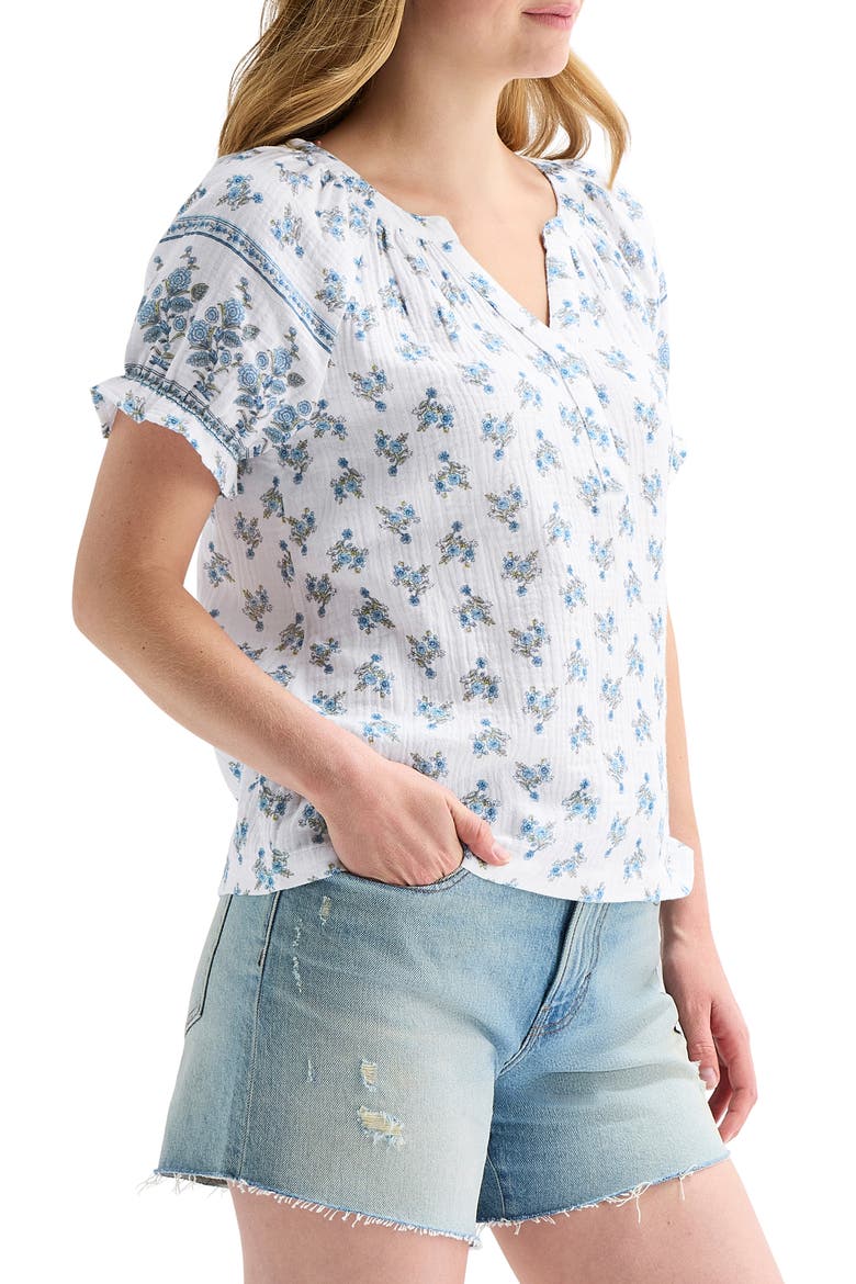 Floral Puff Sleeve Top, Alternate, color, WHITE MULTI
