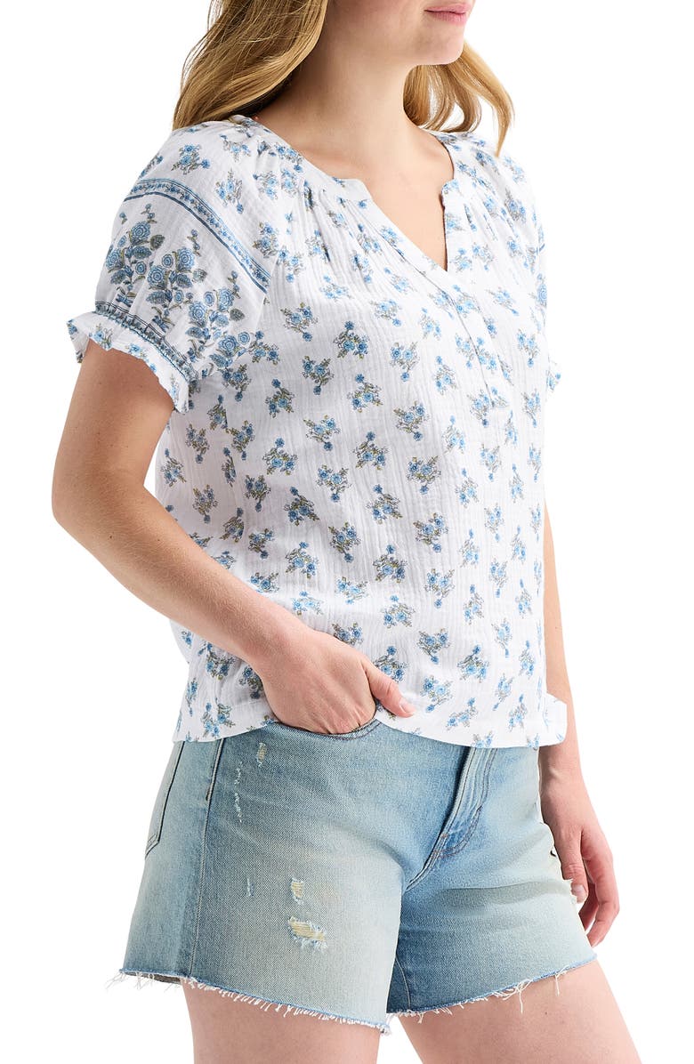 Lucky Brand Floral Puff Sleeve Top, Alternate, color, White Multi