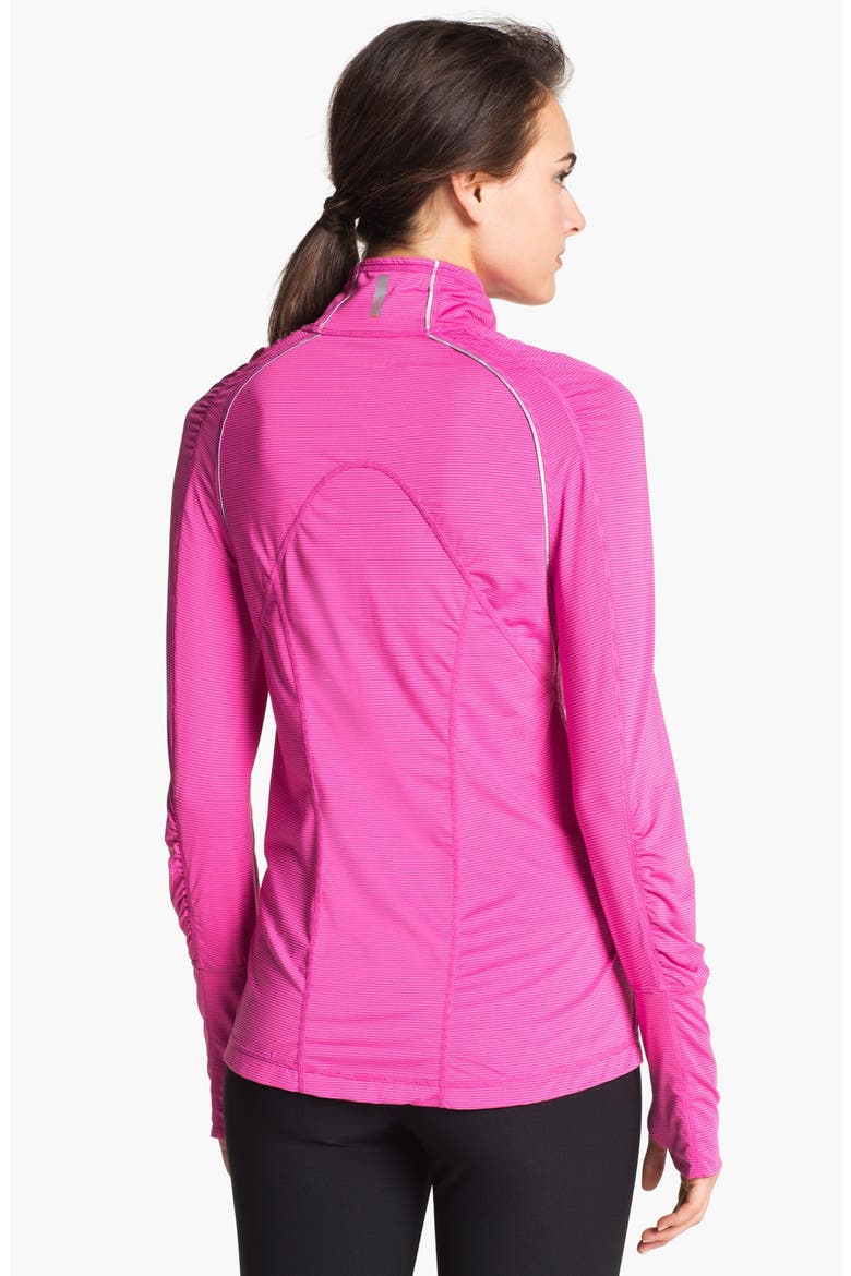 'Ruched Runner' Stripe Half Zip Running Top, Alternate, color, PINK CYCLAMEN