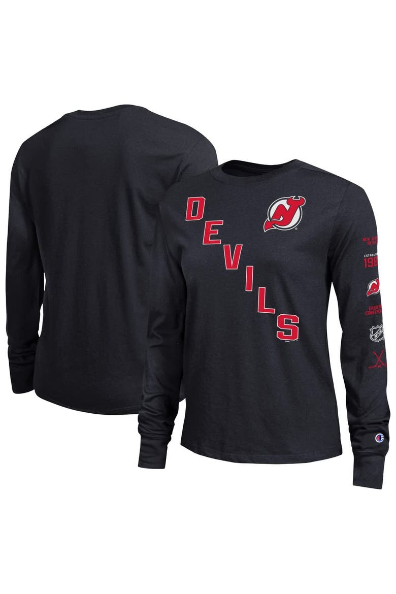 Women's Champion  Black New Jersey Devils 2-Hit Long Sleeve T-Shirt, Main, color, Black