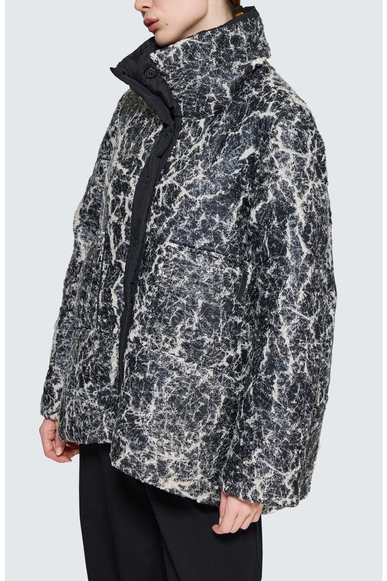 Elva Textured Coat & Hat, Alternate, color, Ecru Black