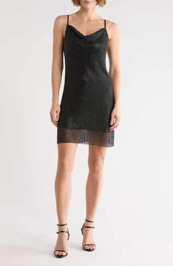 L'AGENCE Benson Crystal Chain Mail Mini Slipdress