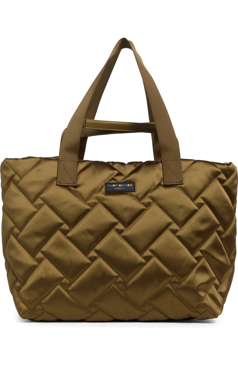 Kurt Geiger London Quilted Recycled Shopper Bag, Main, color, Beige/ Khaki