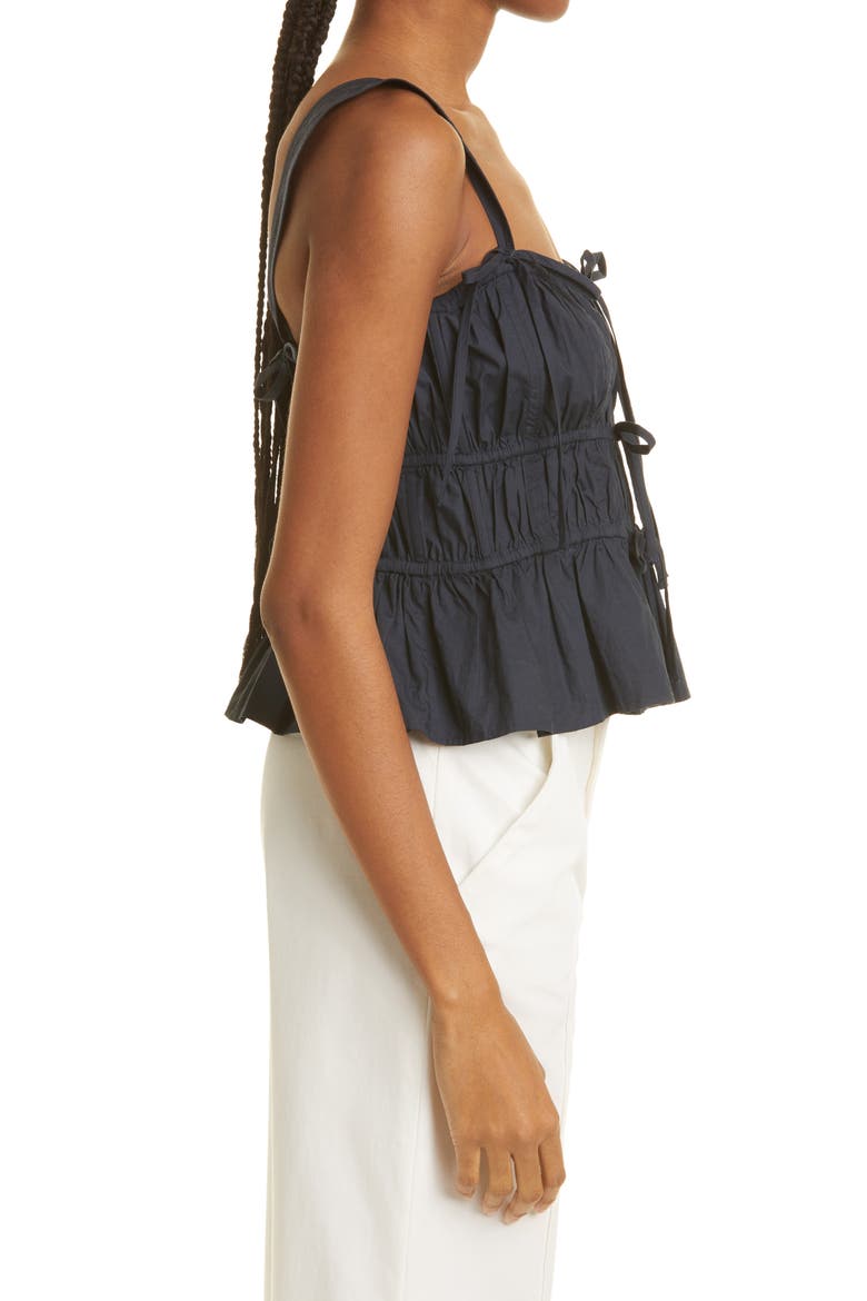 Lulu Bow Front Cotton Peplum Tank, Alternate, color, SALUTE