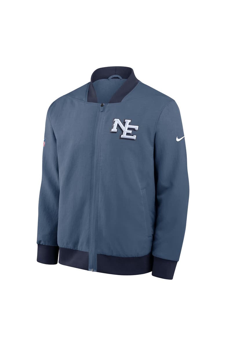 Nike Men's Nike  Storm Blue New England Patriots 2025 Rivalries Collection Sideline Full-Zip Bomber Jacket, Alternate, color, 