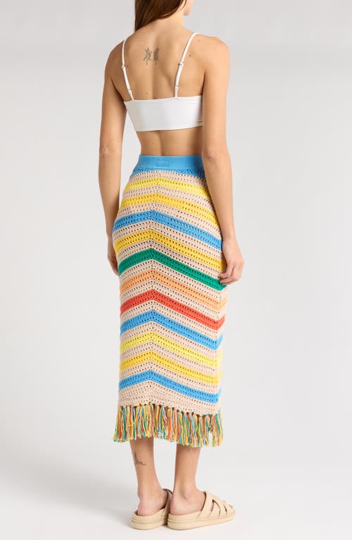 Mother The Fringe Midi Skirt Candy Stripe In Candy Stripe