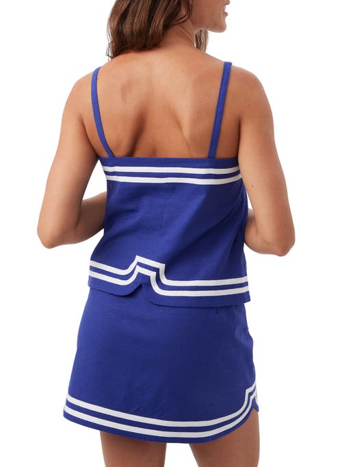 Trina Turk Avignon Linen Top In Cobalt Cove