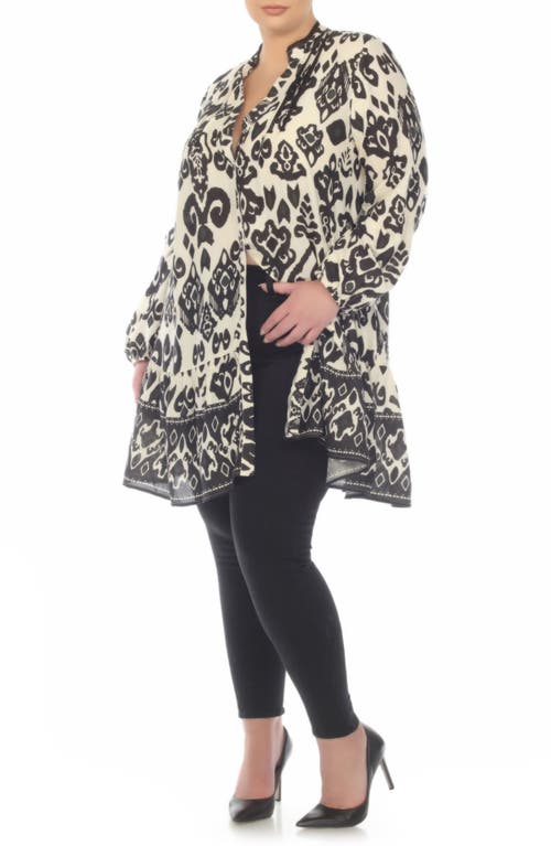 Boho Me Button Front Tunic In Black