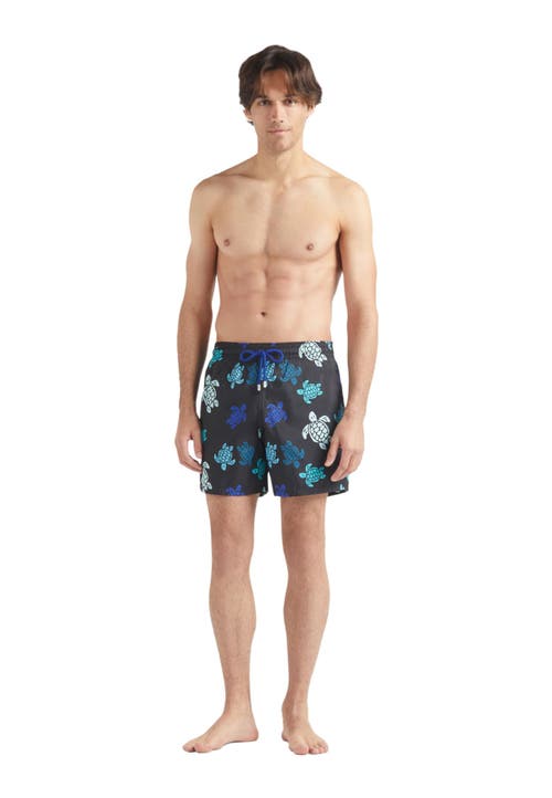 Vilebrequin Multicolor Tortues Ultra-light And Packable Swim Shorts In Noir