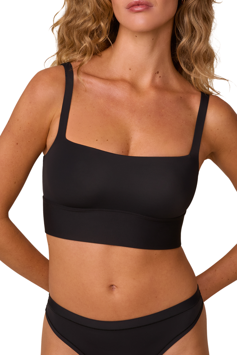 Bliss Square Neck Bralette, Main, color, Black