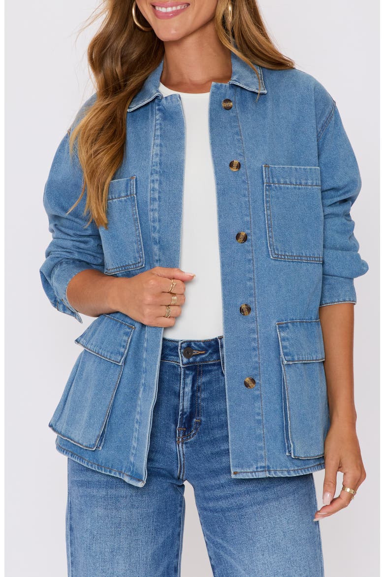 Blair Belted Denim Jacket, Main, color, DENIM BLUE