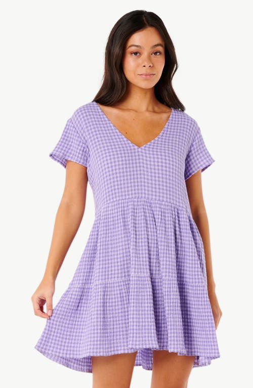 Rip Curl Premium Surf Check Tiered Sundress In Purple