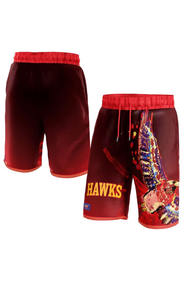 NBA X KIDSUPER Unisex NBA & KidSuper Studios by Fanatics Red Atlanta Hawks Hometown Shorts, Main, color, Red