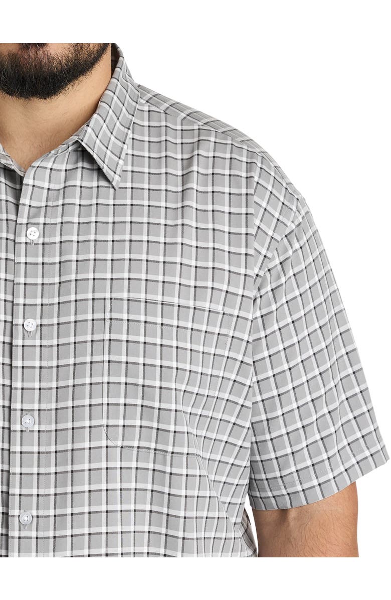 Harbor Bay by DXL Big & Tall Plaid Microfiber Sport Shirt, Alternate, color, Grey