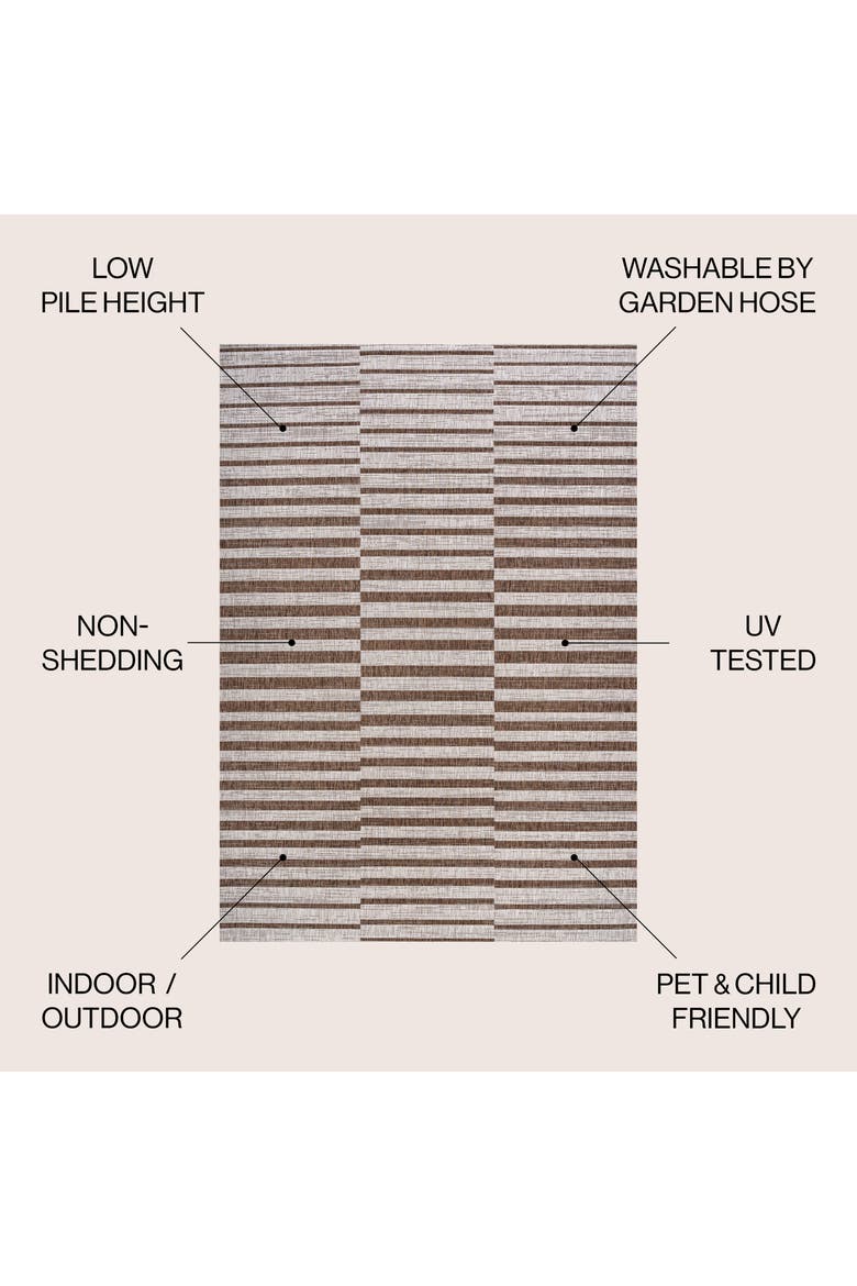 Sukie Modern Offset Stripe Indoor/Outdoor Area Rug, Alternate, color, Beige/Brown
